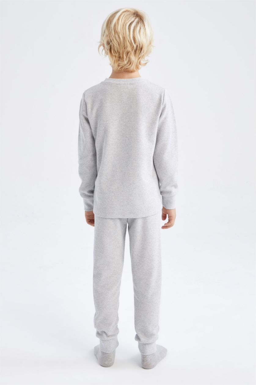Мальчики и подростки Светло-серый меланж Пижама вязанная стандартного кроя 2 шт. для мальчиков