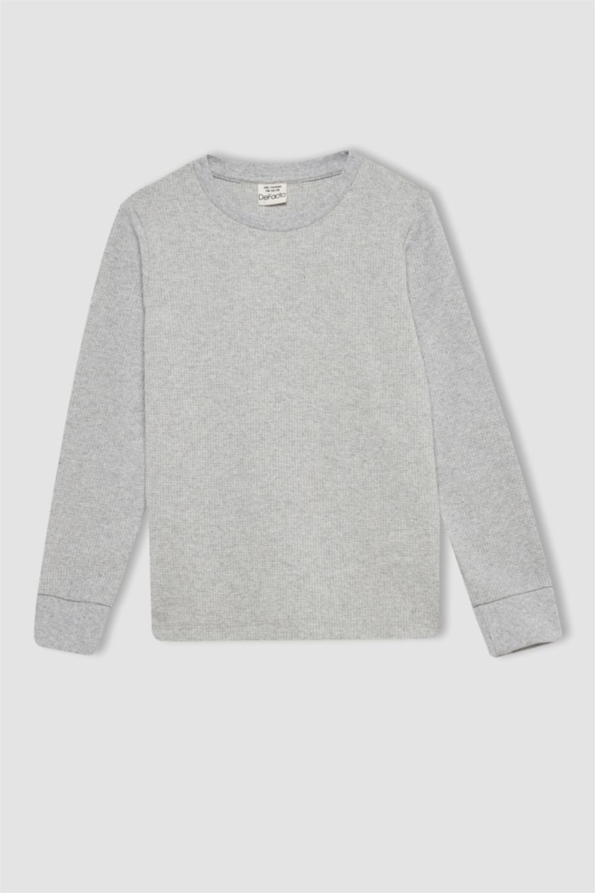 Мальчики и подростки Светло-серый меланж Пижама вязанная стандартного кроя 2 шт. для мальчиков