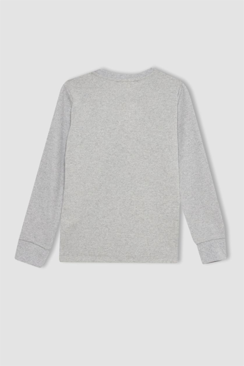 Мальчики и подростки Светло-серый меланж Пижама вязанная стандартного кроя 2 шт. для мальчиков