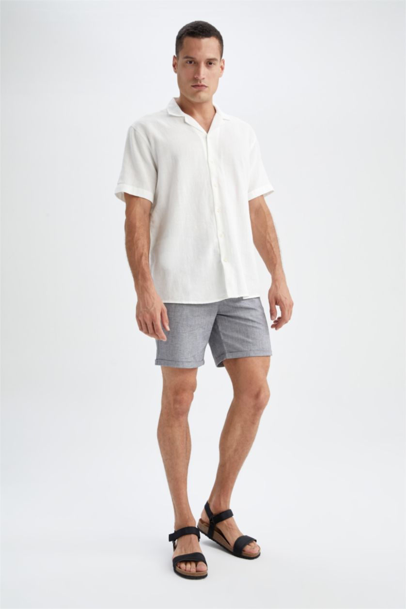 Man Black Regular Fit Bermuda