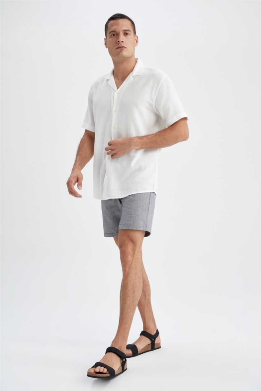 Man Black Regular Fit Bermuda