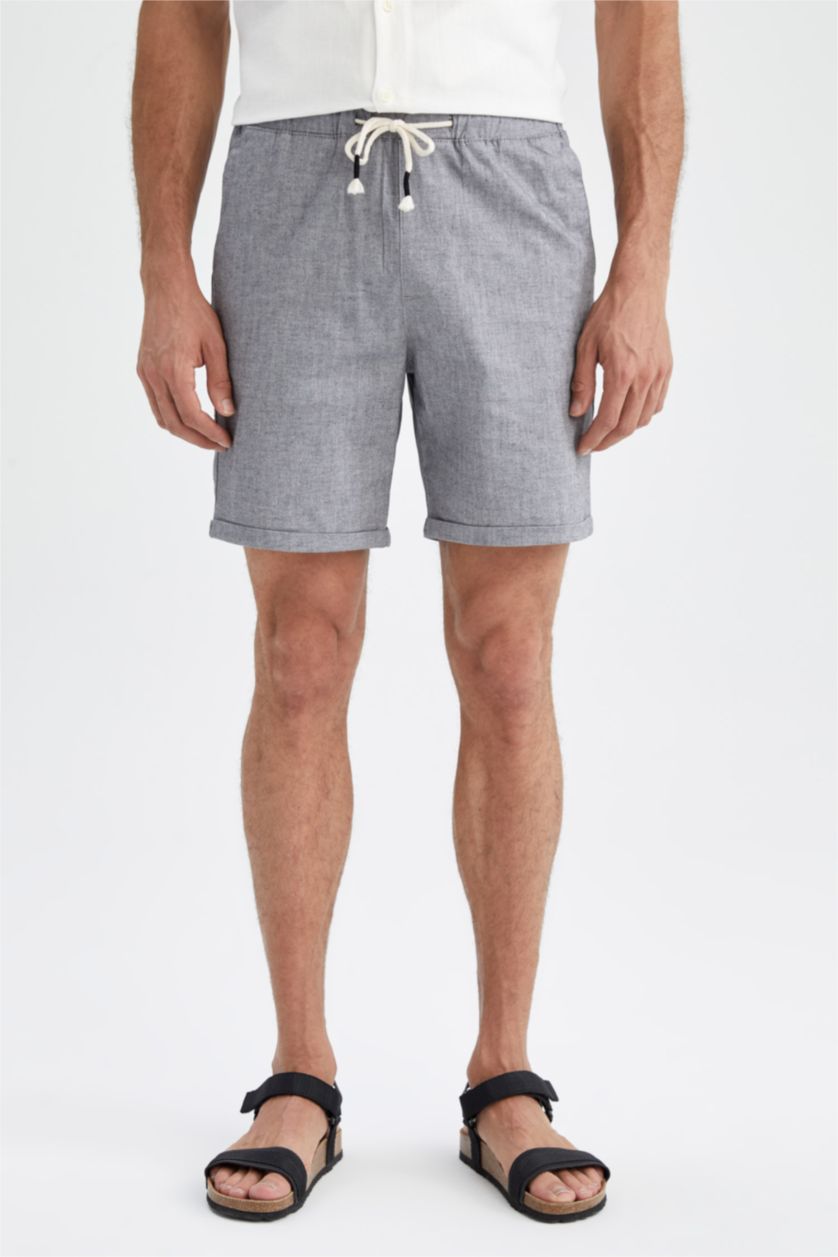 Man Black Regular Fit Bermuda