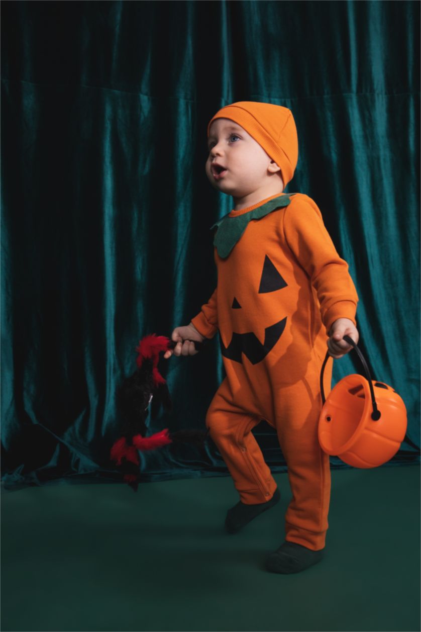 BABY GIRL Orange 2 piece İnce Sweatshirt Kumaşı Regular Fit Crew Neck Jumpsuit