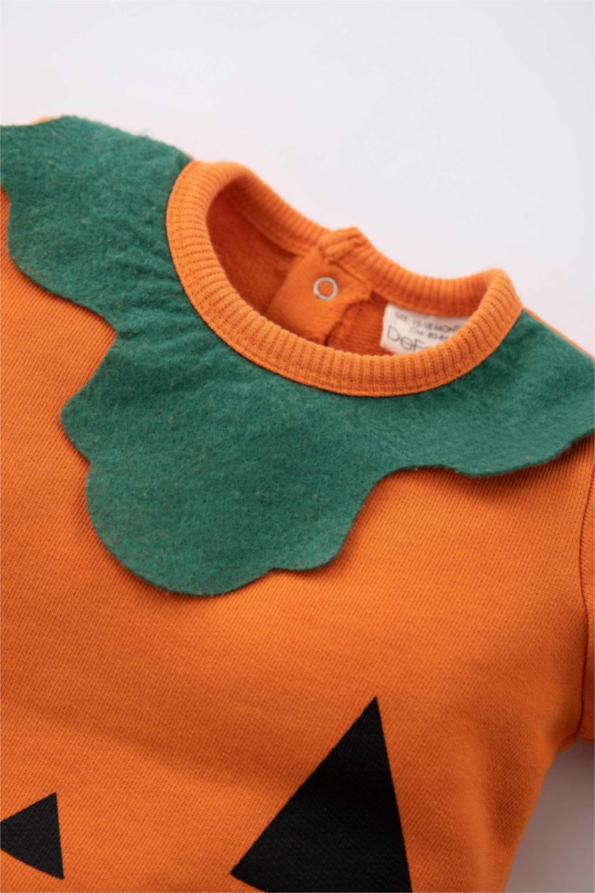 BABY GIRL Orange 2 piece İnce Sweatshirt Kumaşı Regular Fit Crew Neck Jumpsuit