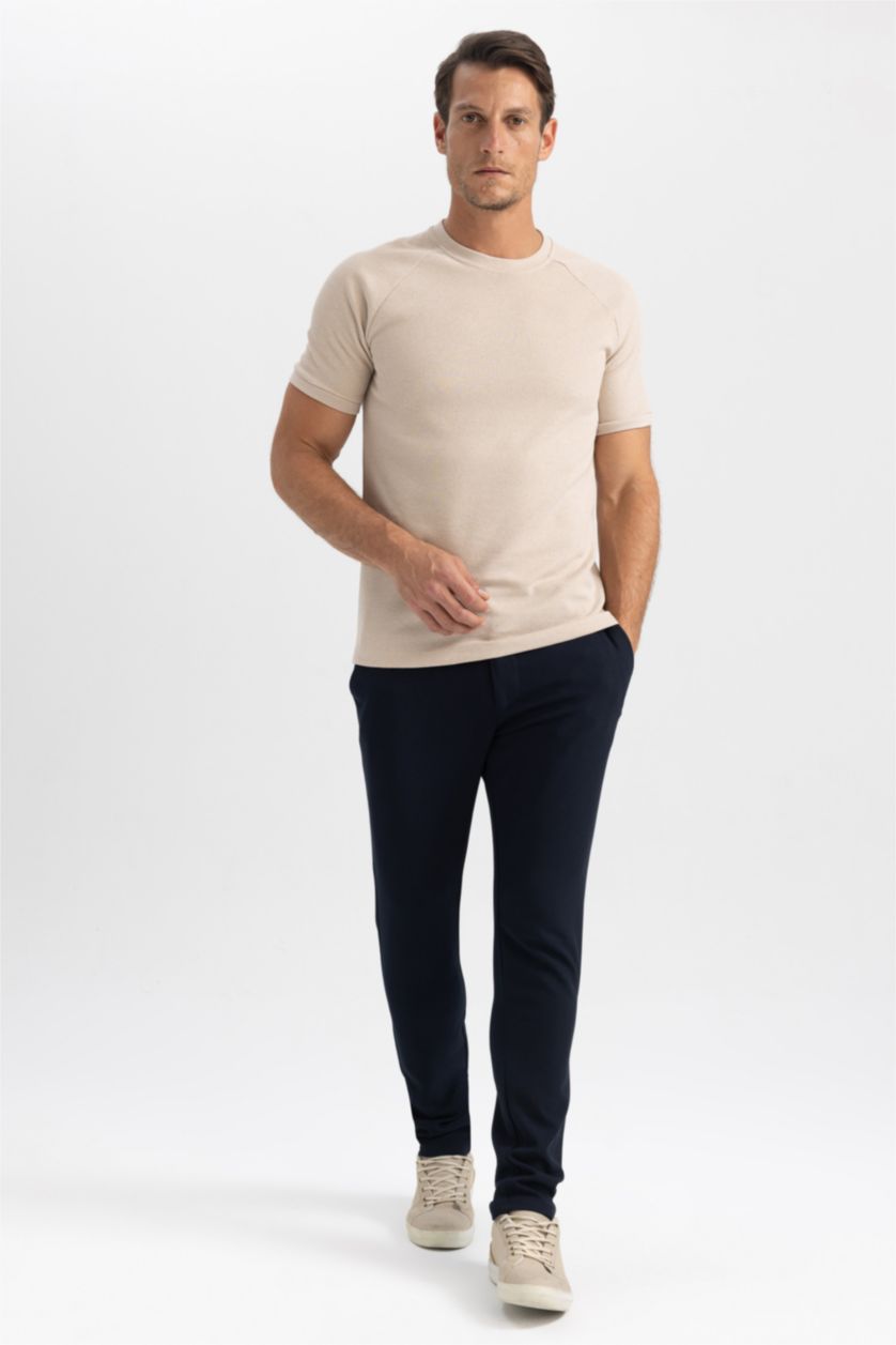 MAN Beige Melange Modern Fit Short Sleeve T-Shirt
