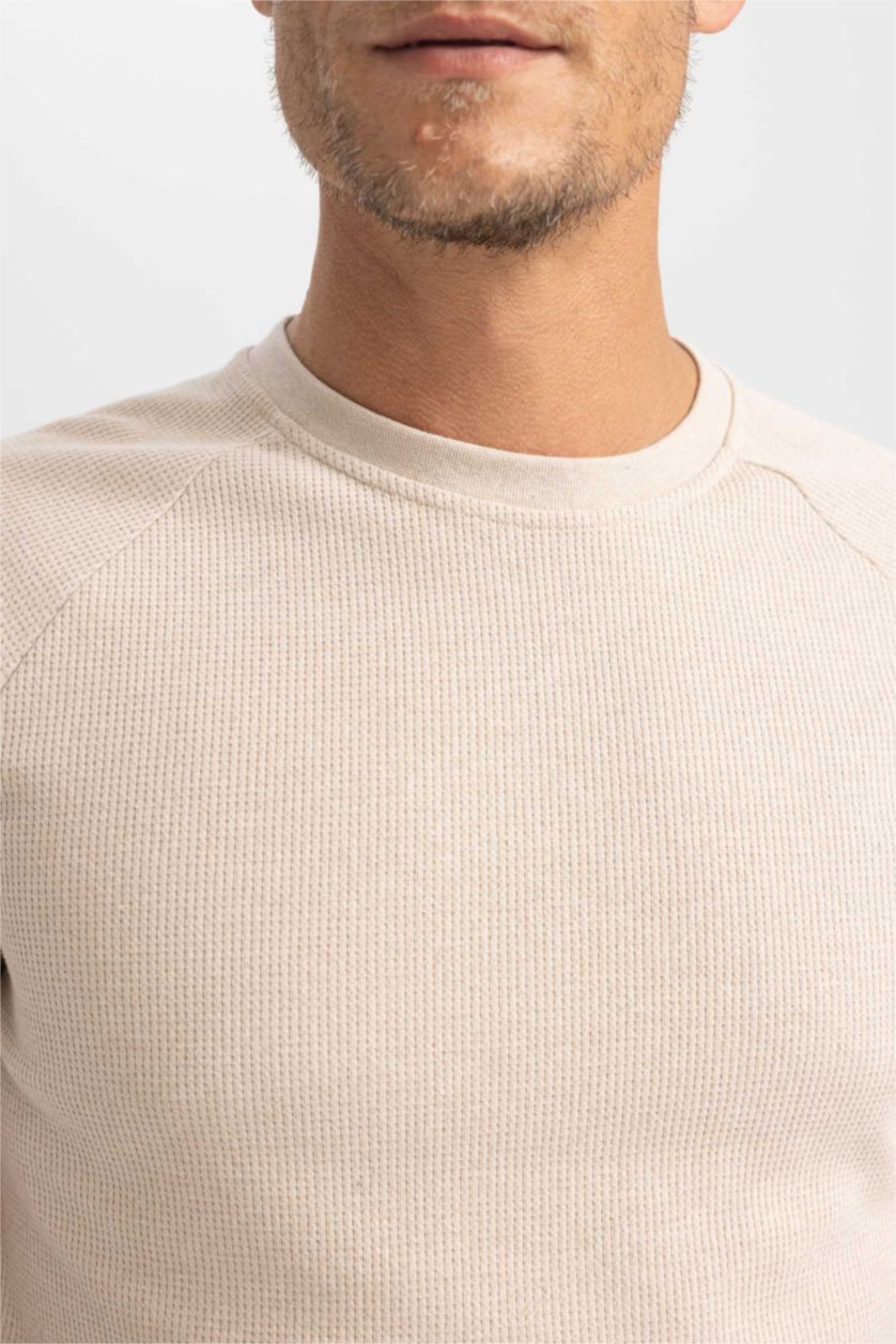 MAN Beige Melange Modern Fit Short Sleeve T-Shirt