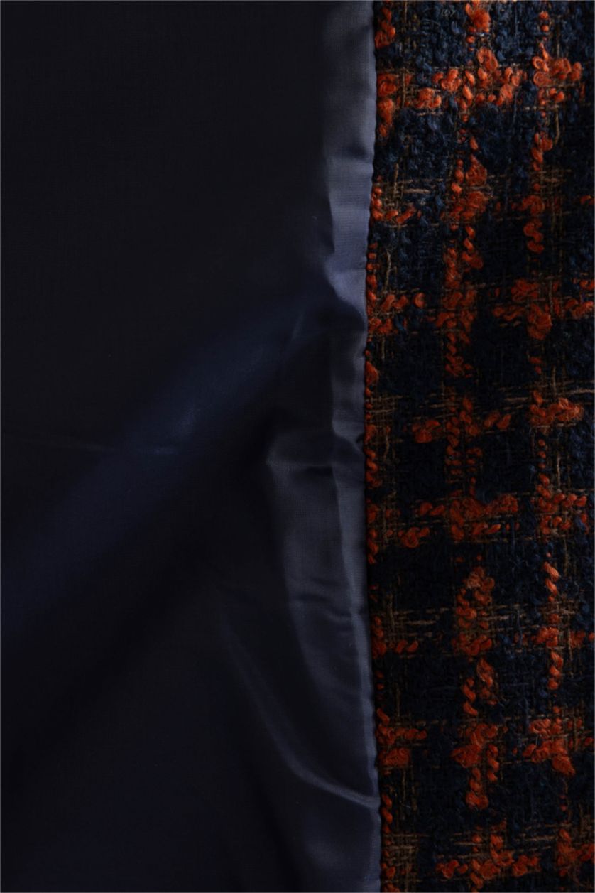 حريمي بني جاكيت بليزر كاروهات تويد قصة مريحة