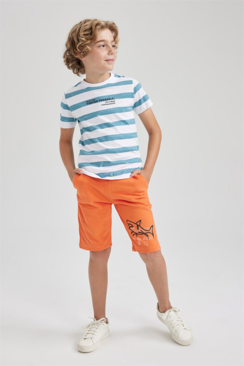 GARÇONS Turuncu Büyük Short Tissu Sweat Fin Ourlet régulier