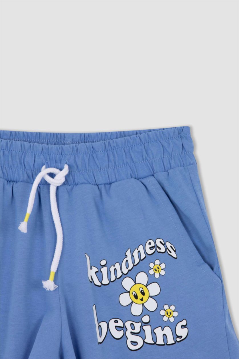 GIRLS & TEENS Blue Girls Combed Cotton Shorts