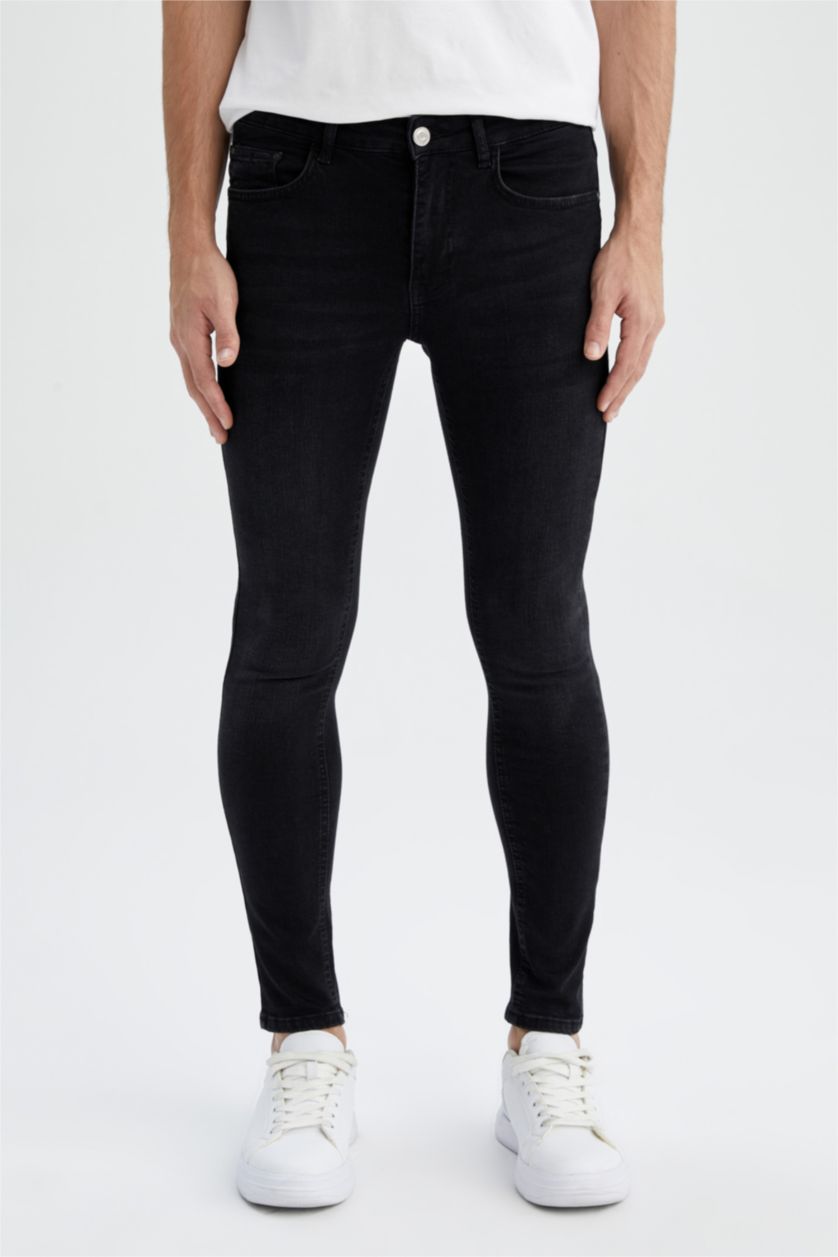 HOMME Noir Pantalon Jean super skinny