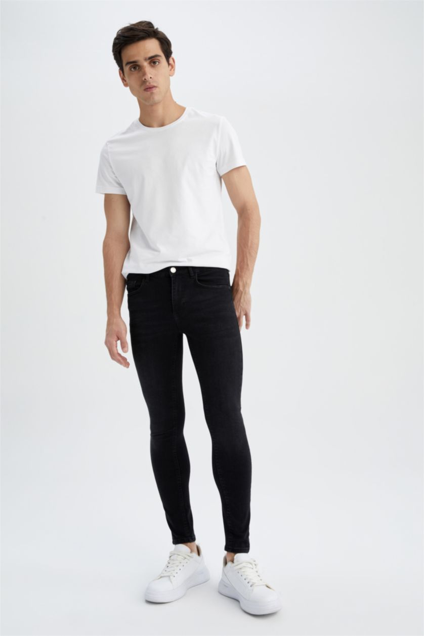 HOMME Noir Pantalon Jean super skinny
