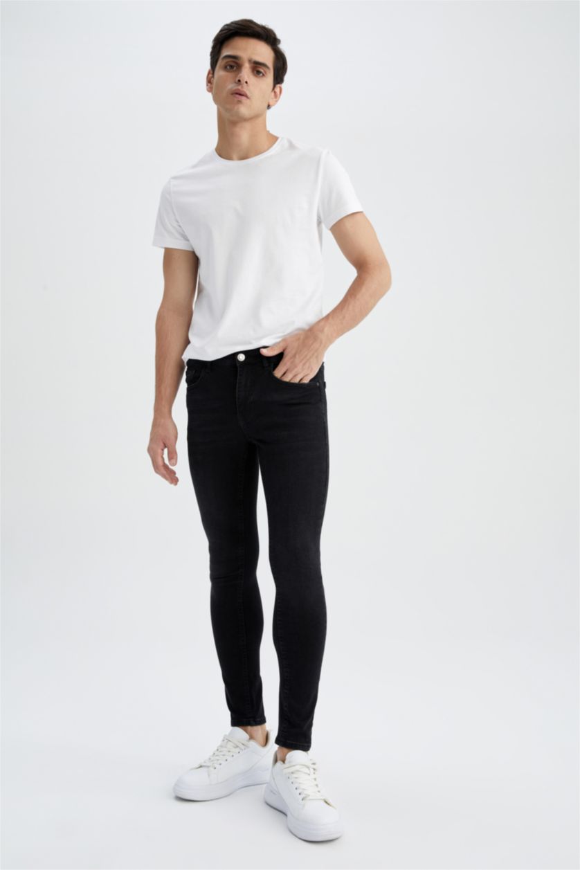 HOMME Noir Pantalon Jean super skinny