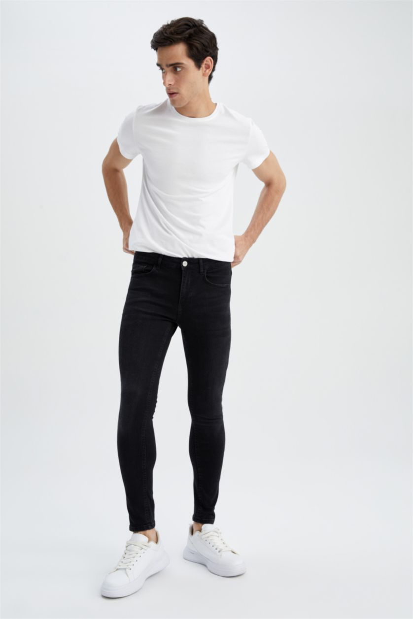 HOMME Noir Pantalon Jean super skinny