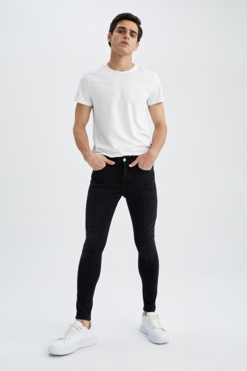 HOMME Noir Pantalon Jean super skinny