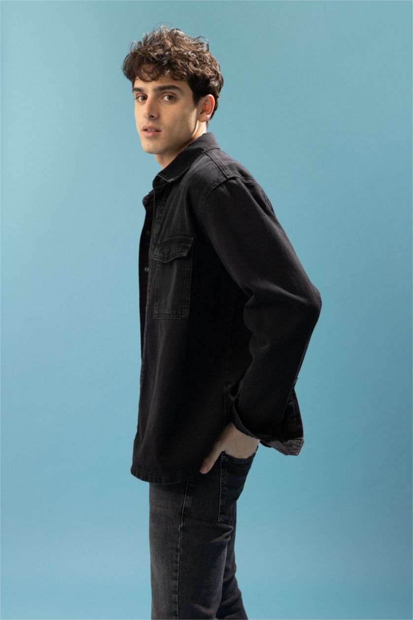 HOMME Noir Chemise À Manches Longues En Tricot