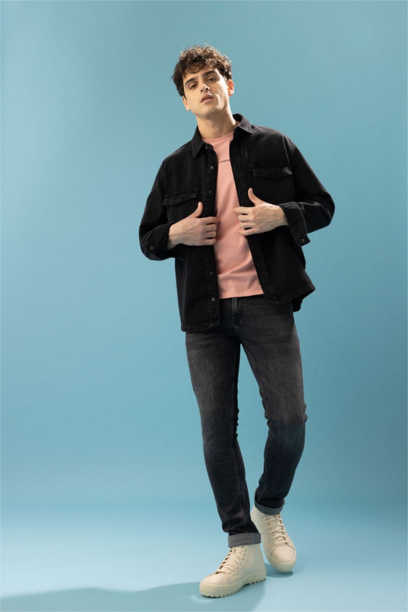 HOMME Noir Chemise À Manches Longues En Tricot