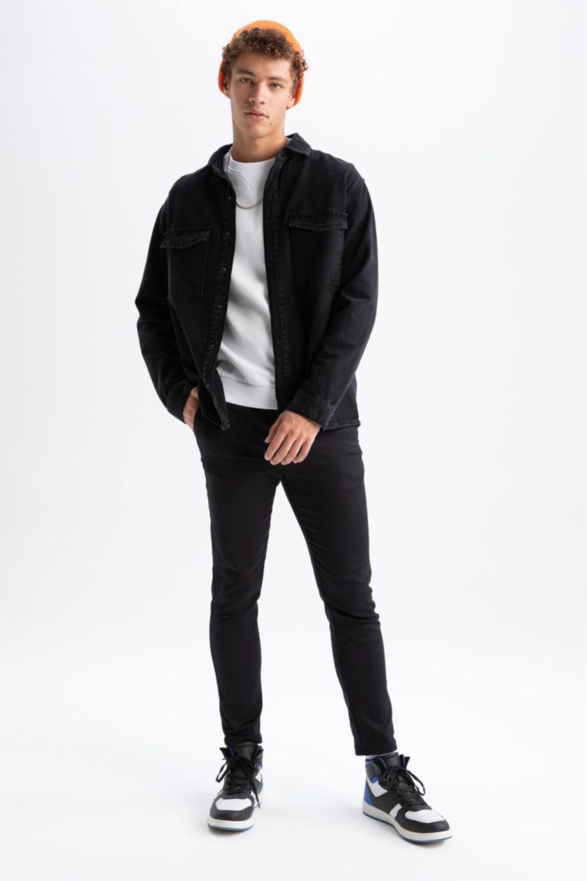 HOMME Noir Chemise À Manches Longues En Tricot