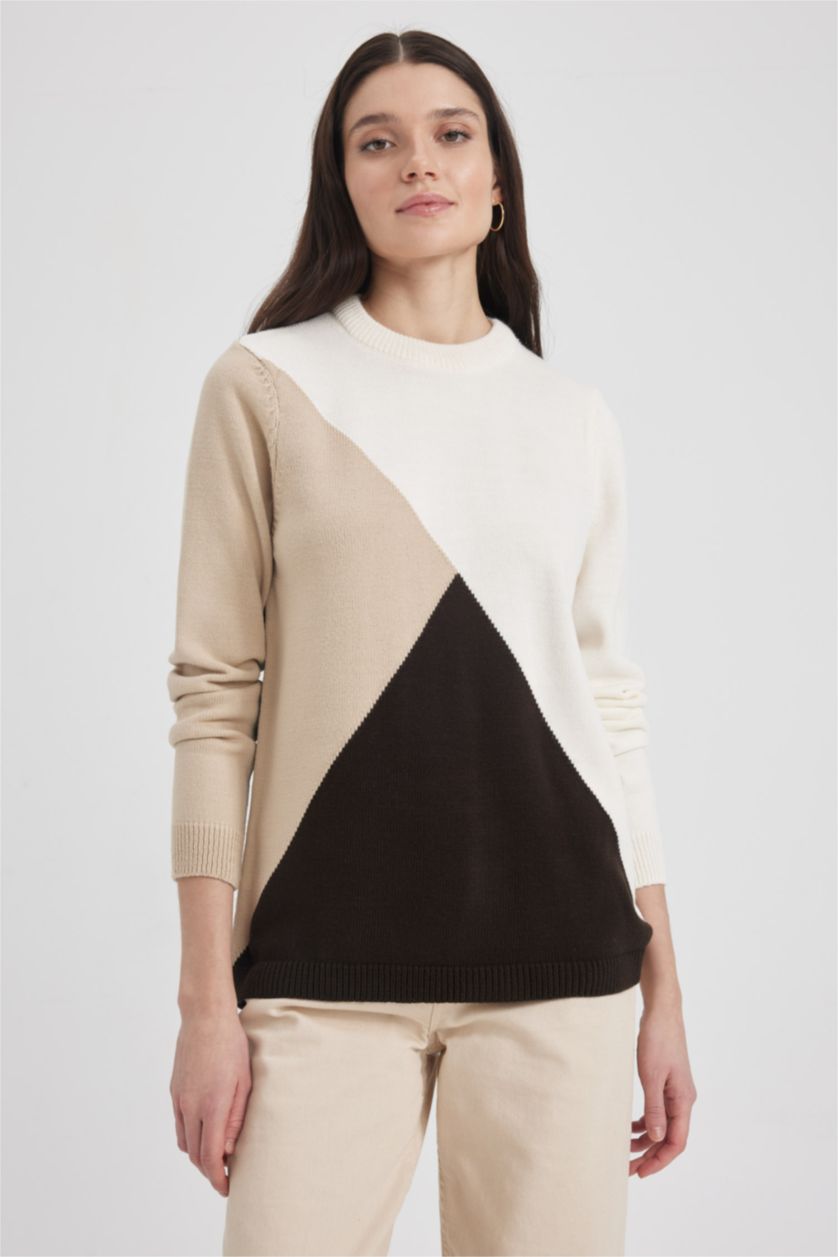 WOMAN Ecru Regular Fit Pullover