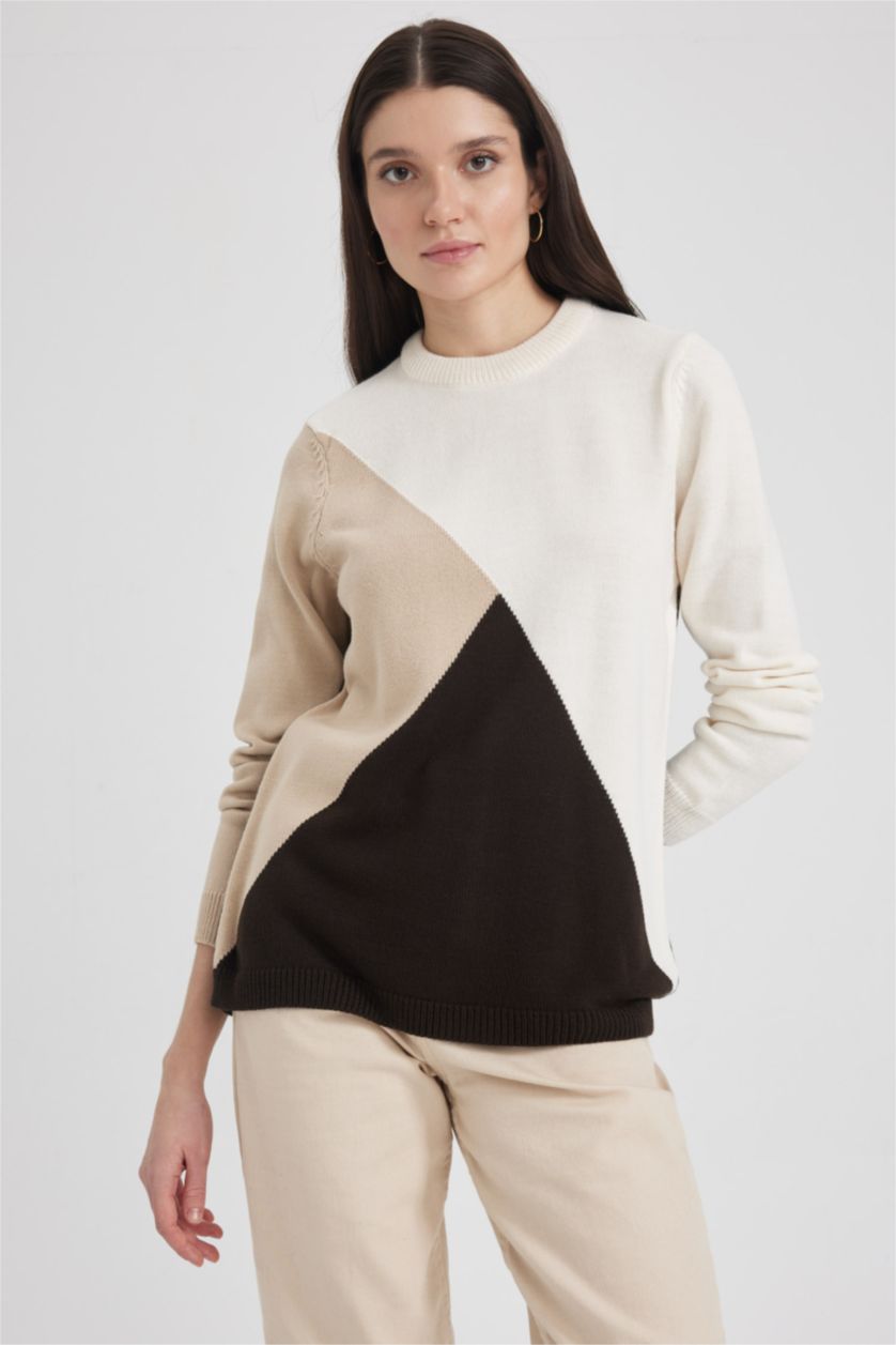 WOMAN Ecru Regular Fit Pullover