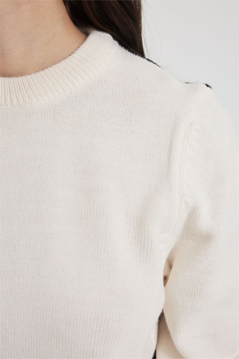 WOMAN Ecru Regular Fit Pullover