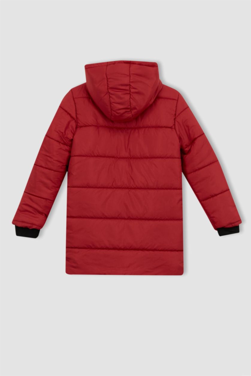 أولادي أحمر جاكيت بامب طويل اولادي بكابيشون ببطانة صوفية