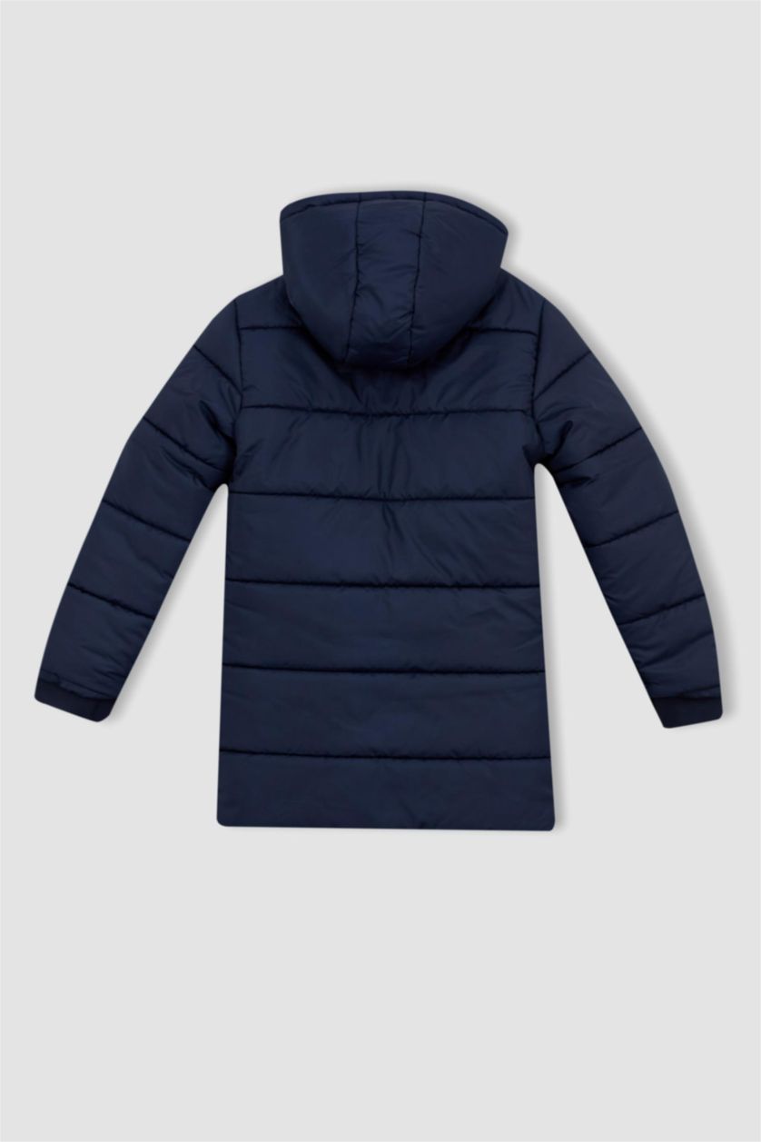 BOYS & TEENS NAVY Boy Hooded Plush Coat