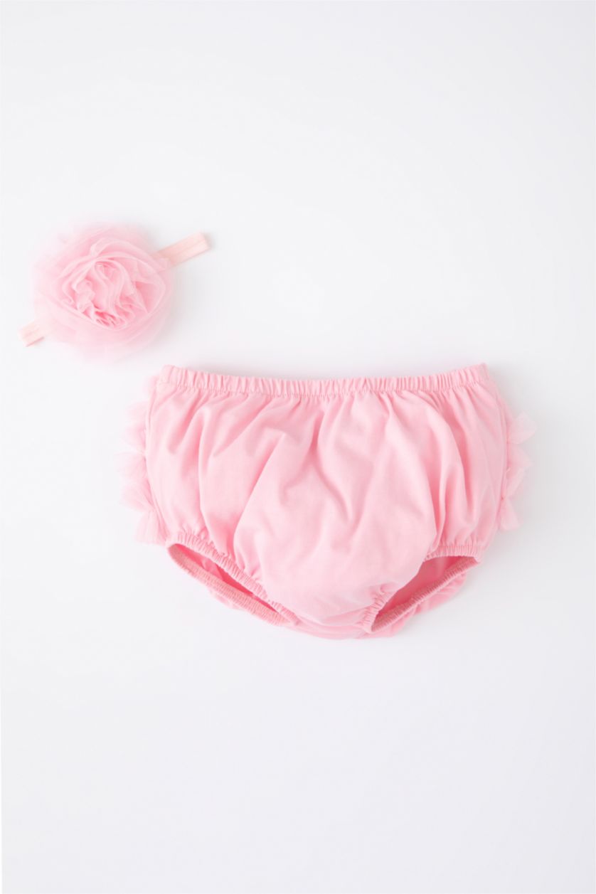 BABY GIRL Light Pink Baby Girl Newborn Hair Band Panties 2-Pack Set