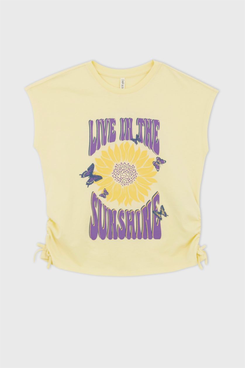 GIRLS & TEENS Light Yellow Regular Fit Short Sleeve T-Shirt