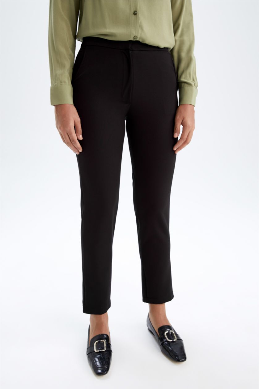 FEMME Noir Pantalon à Coupe carotte