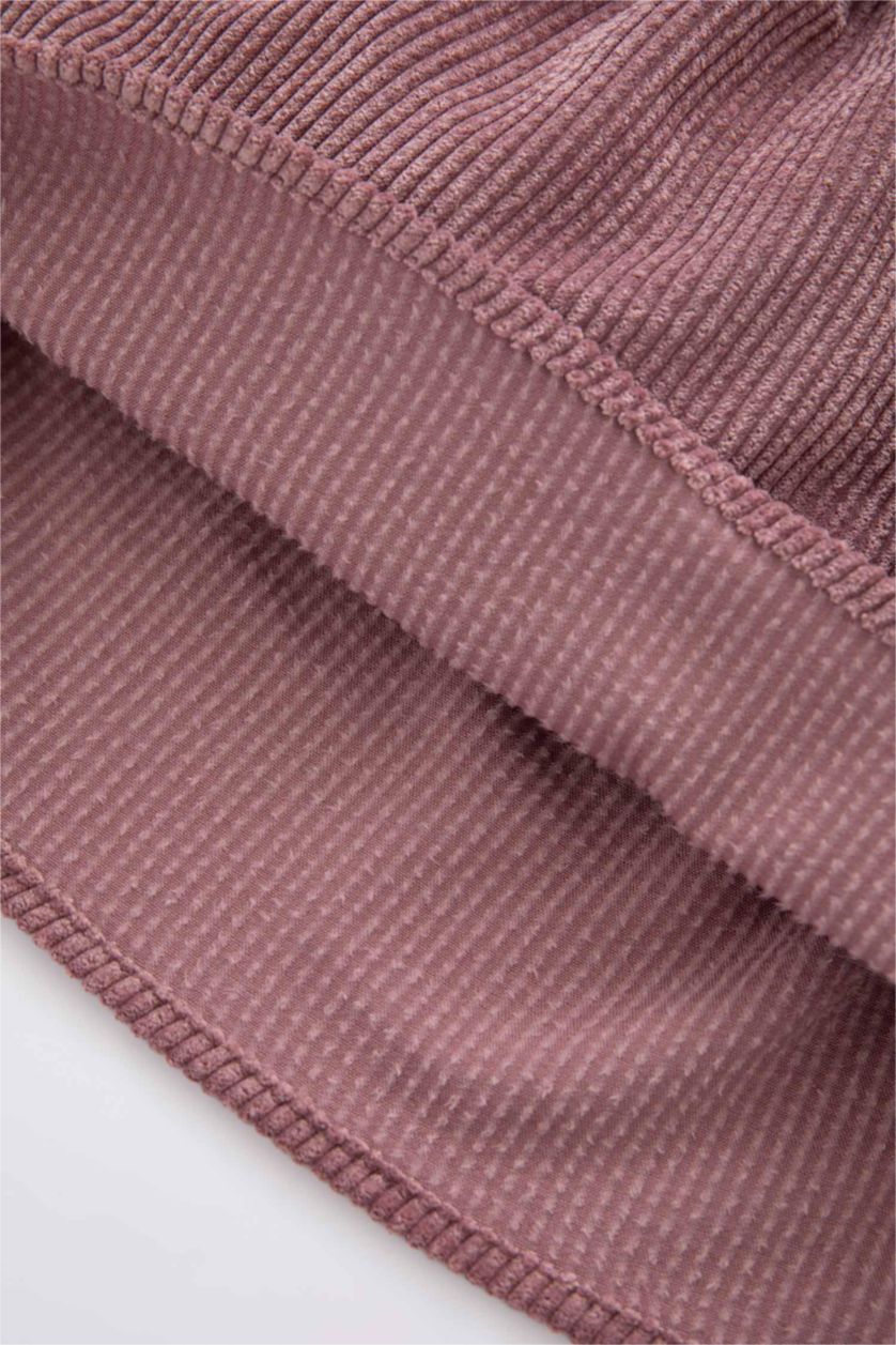 Kız Bebek Pembe Kız Bebek Askılı Fitilli Kadife Elbise