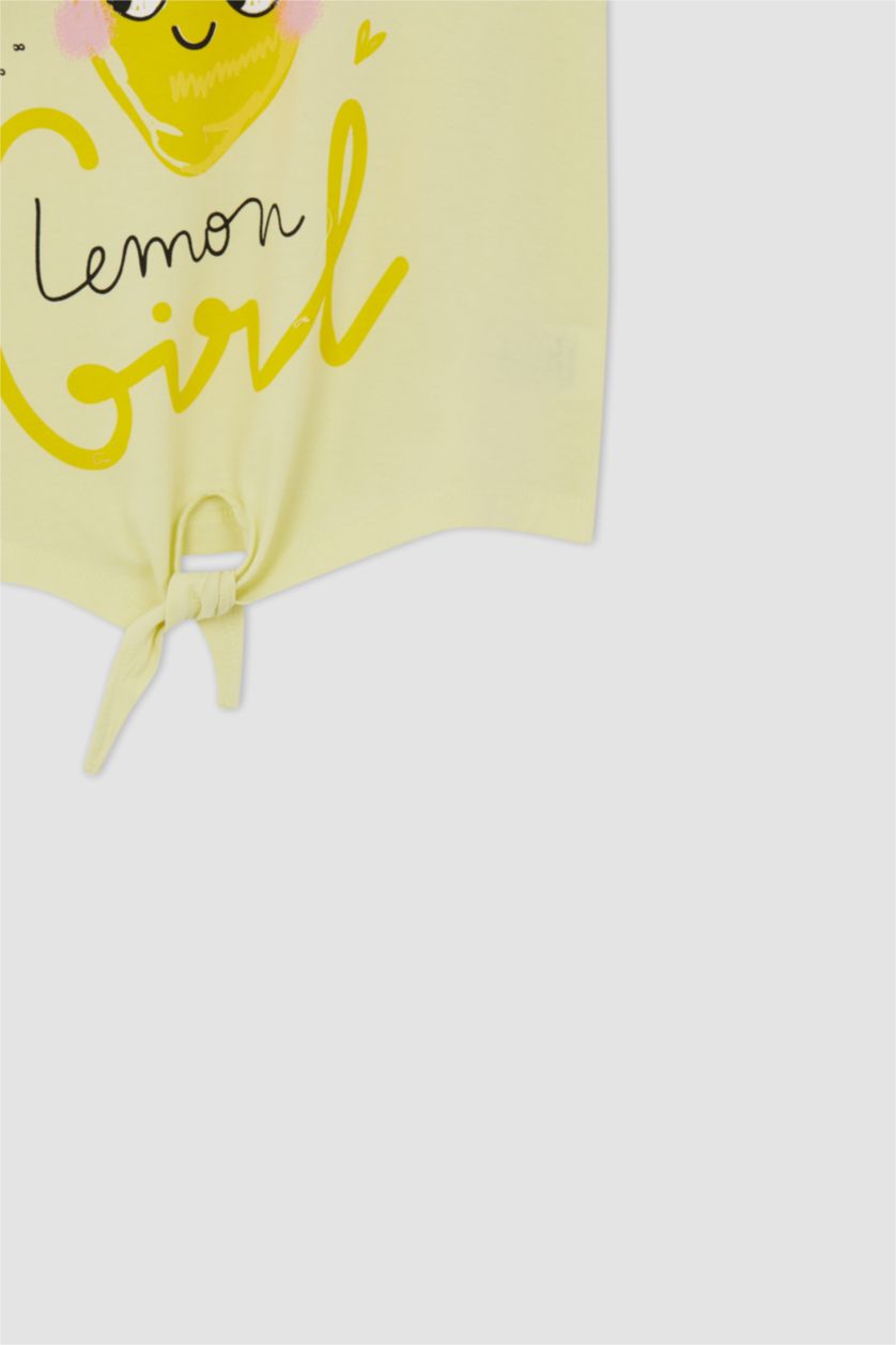 GIRLS & TEENS Light Yellow Regular Fit Short Sleeve T-Shirt