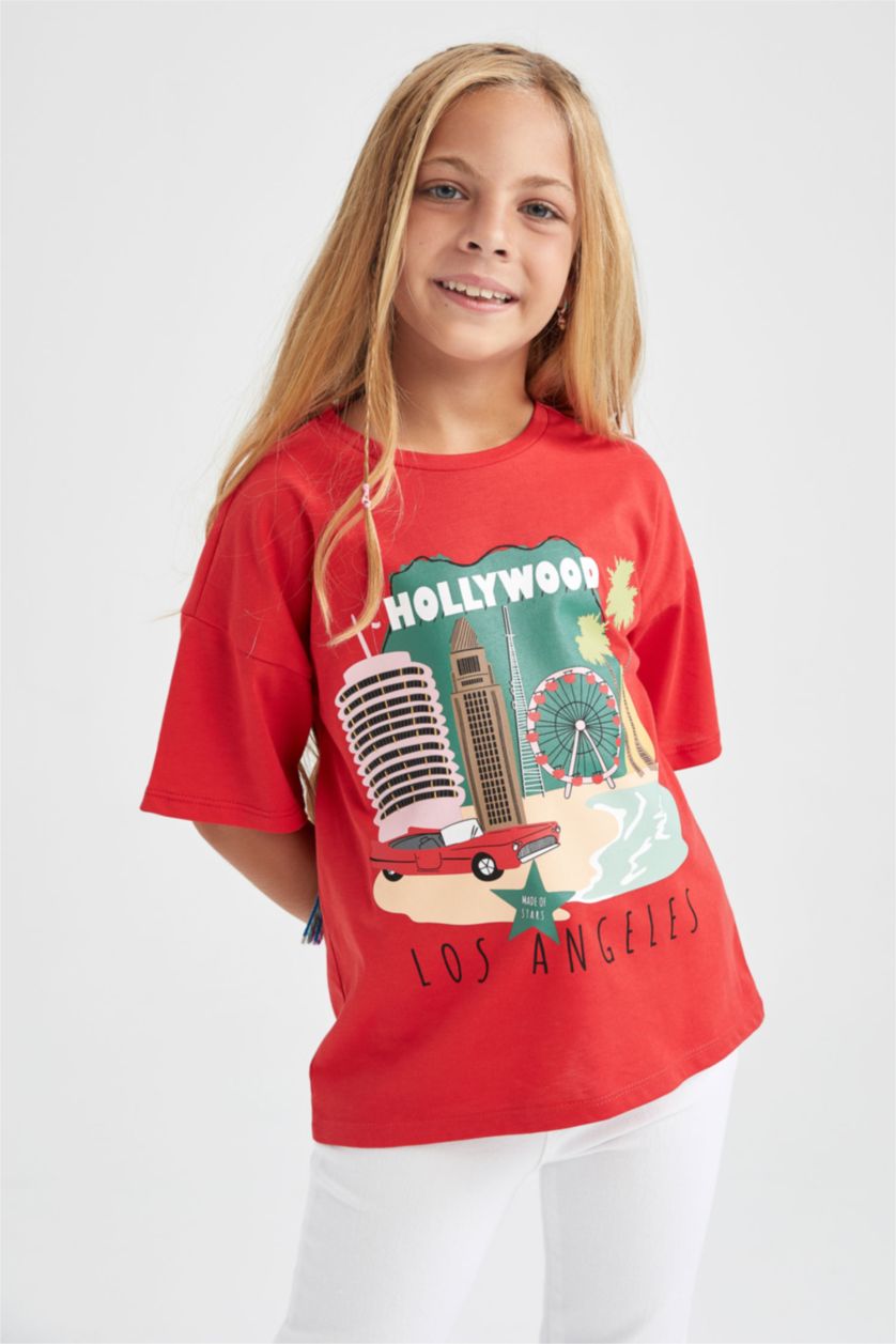 GIRLS & TEENS Red Regular Fit Short Sleeve T-Shirt