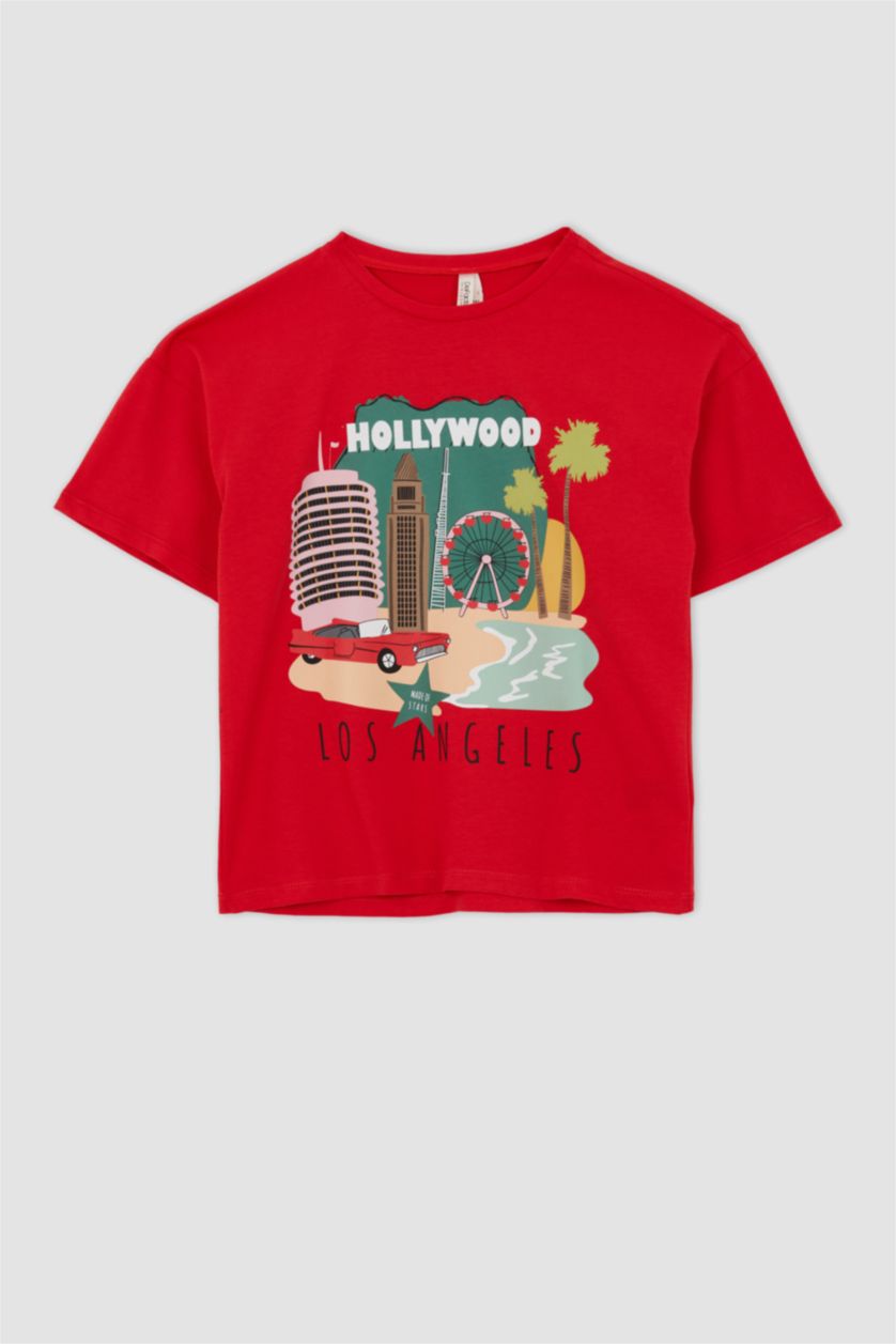 GIRLS & TEENS Red Regular Fit Short Sleeve T-Shirt