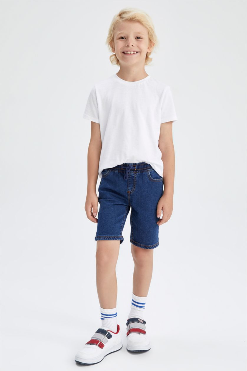 GARÇONS Bleu Foncé Denim Short Bermuda Coupe Régulière