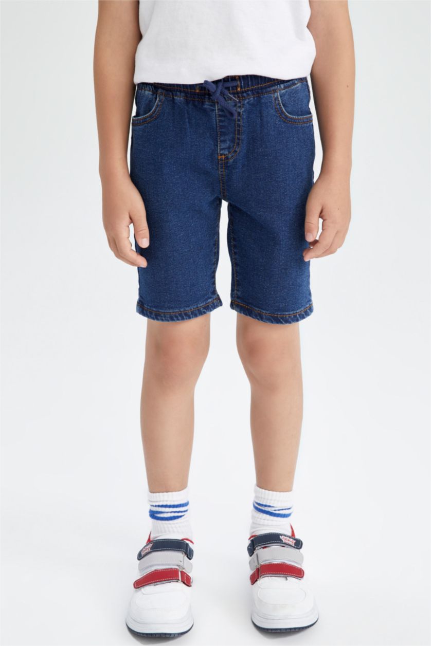 GARÇONS Bleu Foncé Denim Short Bermuda Coupe Régulière