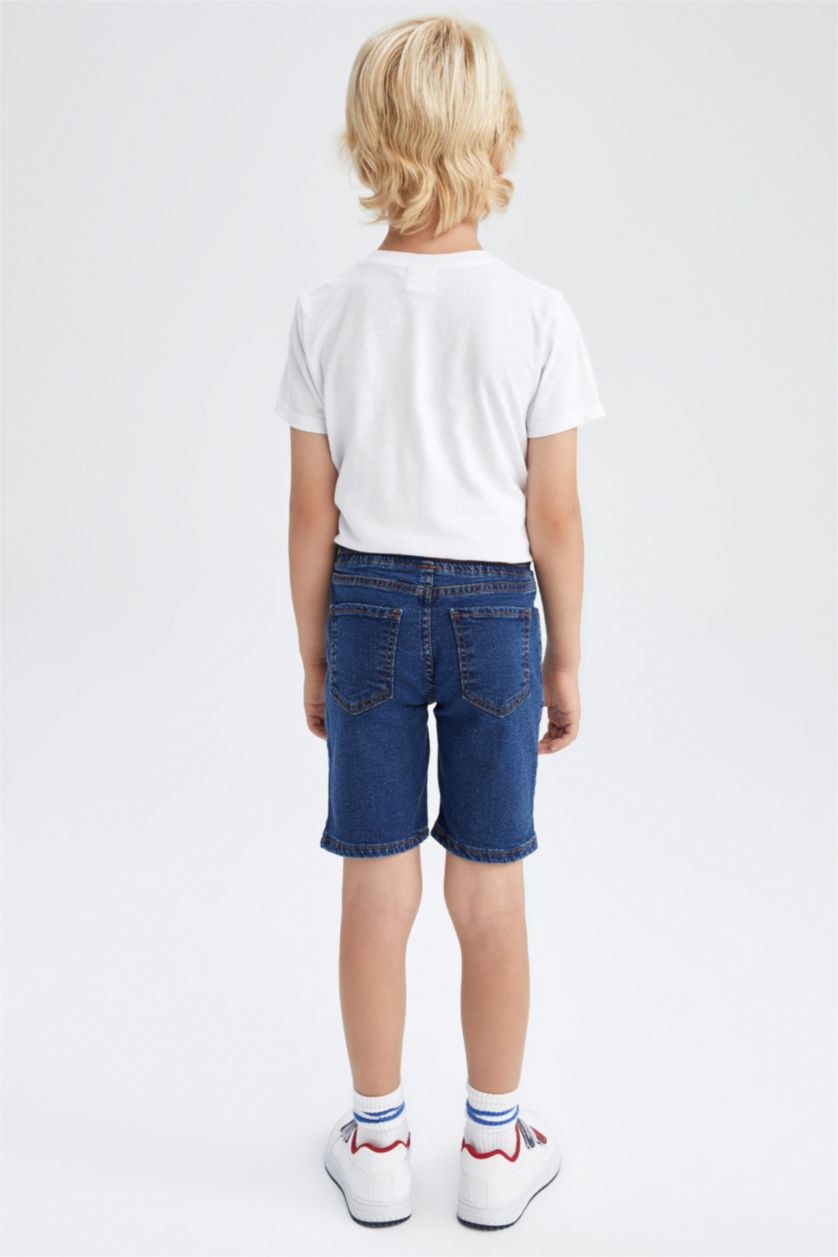 GARÇONS Bleu Foncé Denim Short Bermuda Coupe Régulière