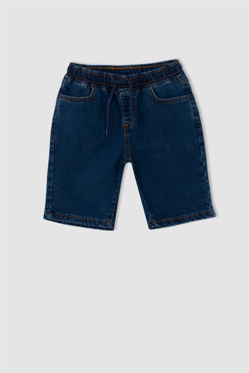 GARÇONS Bleu Foncé Denim Short Bermuda Coupe Régulière