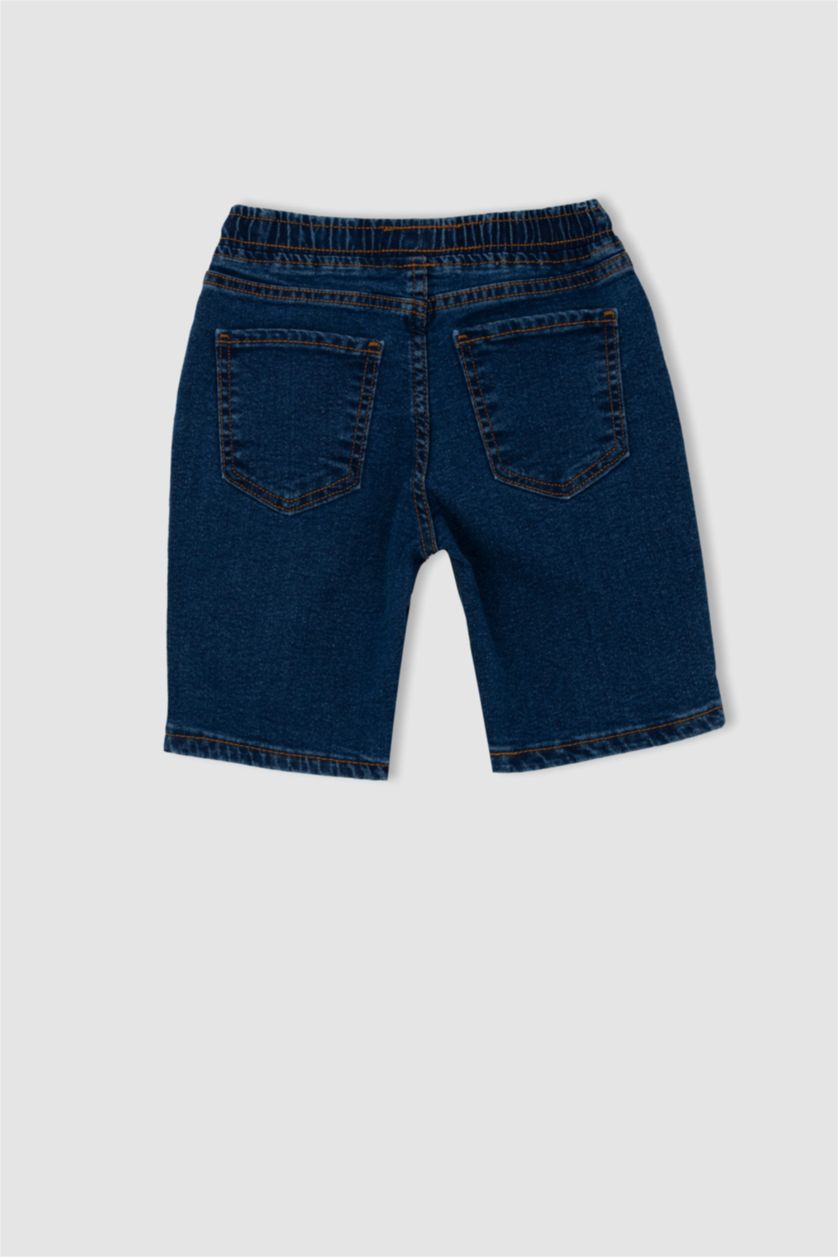 GARÇONS Bleu Foncé Denim Short Bermuda Coupe Régulière