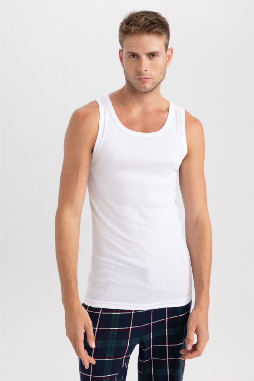 Erkek Beyaz Slım Fıt Ribana Atlet