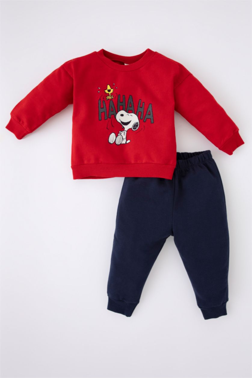 BÉBÉ GARÇON Rouge Ensemble En Tricot Tissu Sweat Fin Col Ras Du Cou Manche Longue 2 Snoopy BéBé Garçon