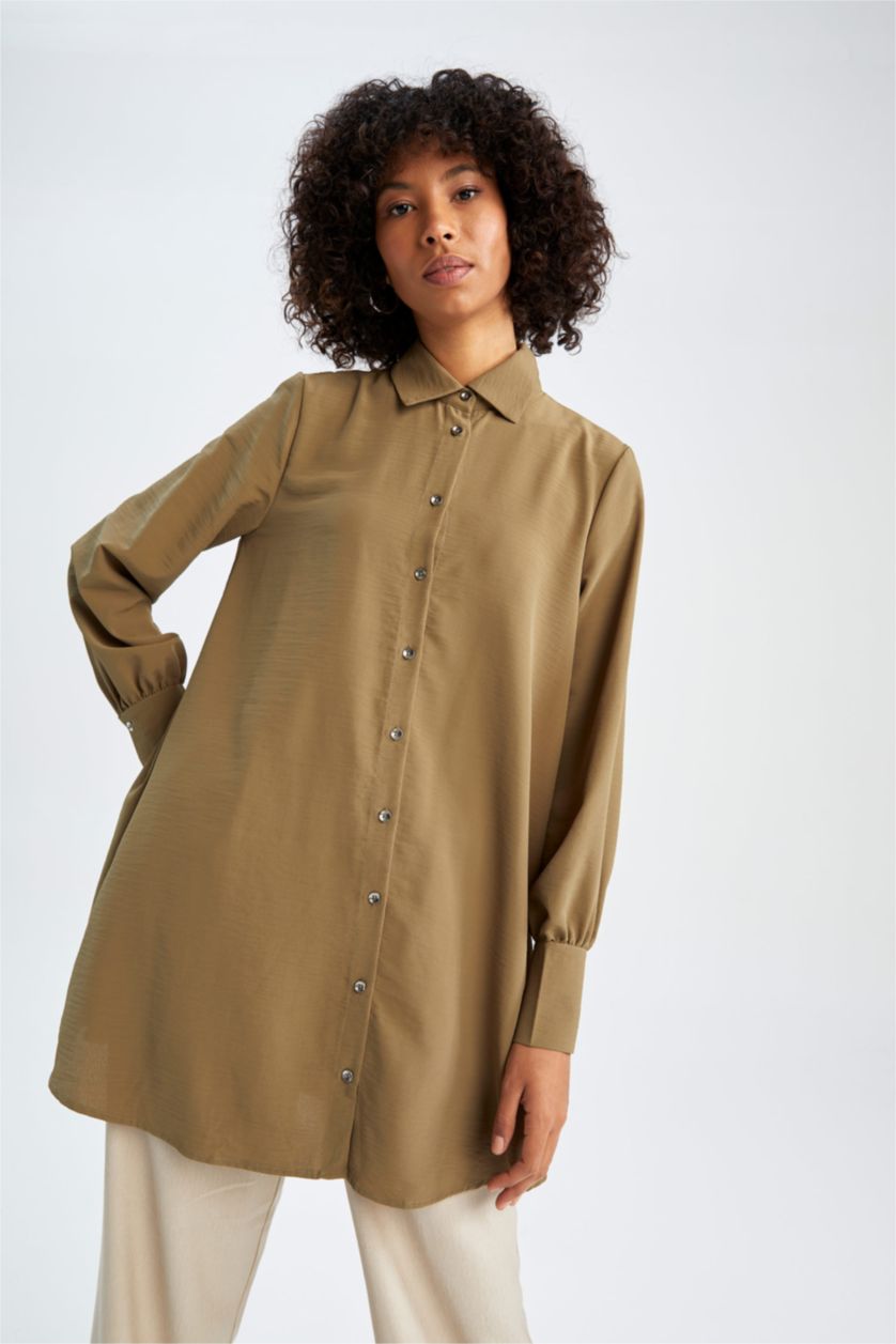 WOMAN Light Khaki Regular Fit Long Sleeve Tunic