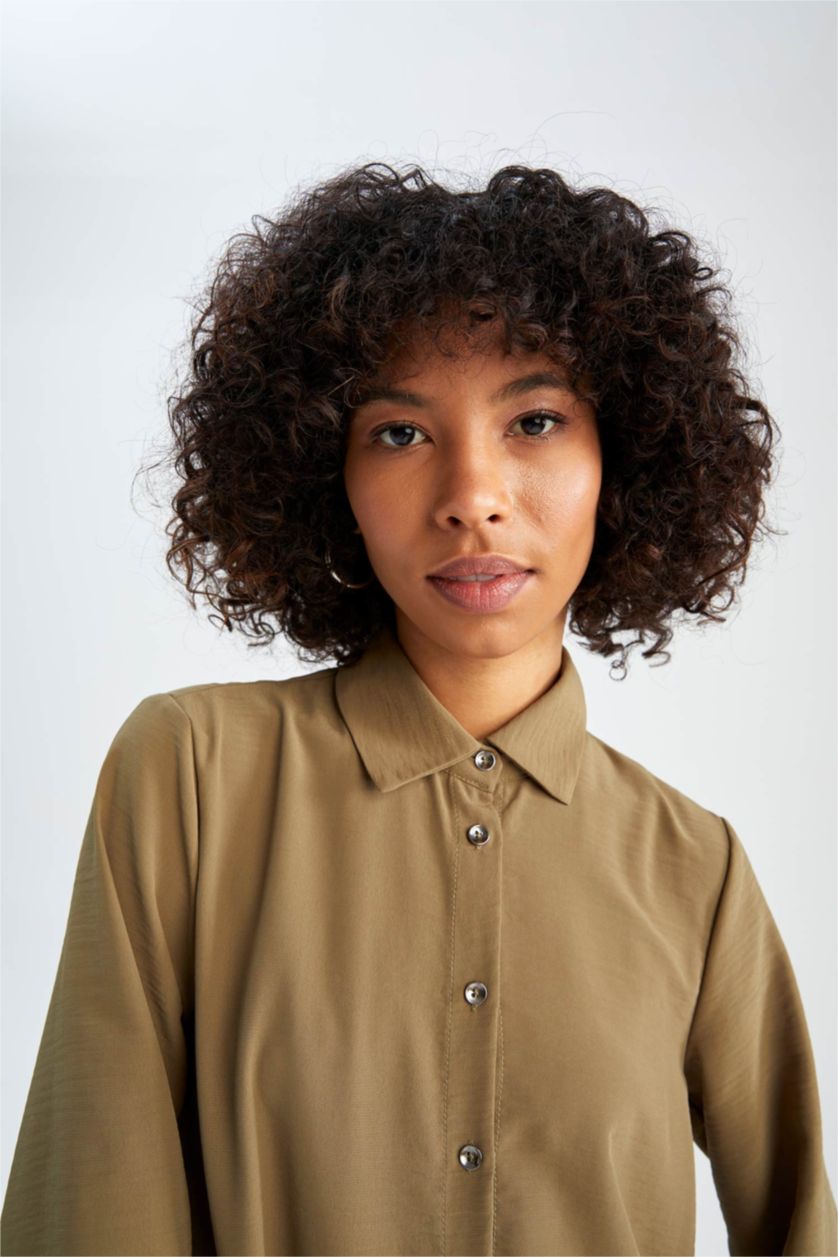 WOMAN Light Khaki Regular Fit Long Sleeve Tunic
