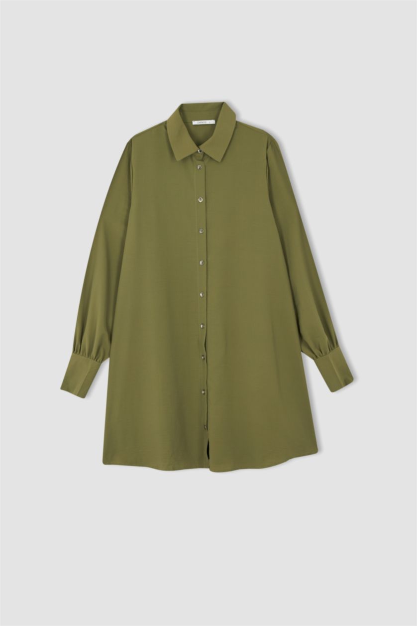 WOMAN Light Khaki Regular Fit Long Sleeve Tunic