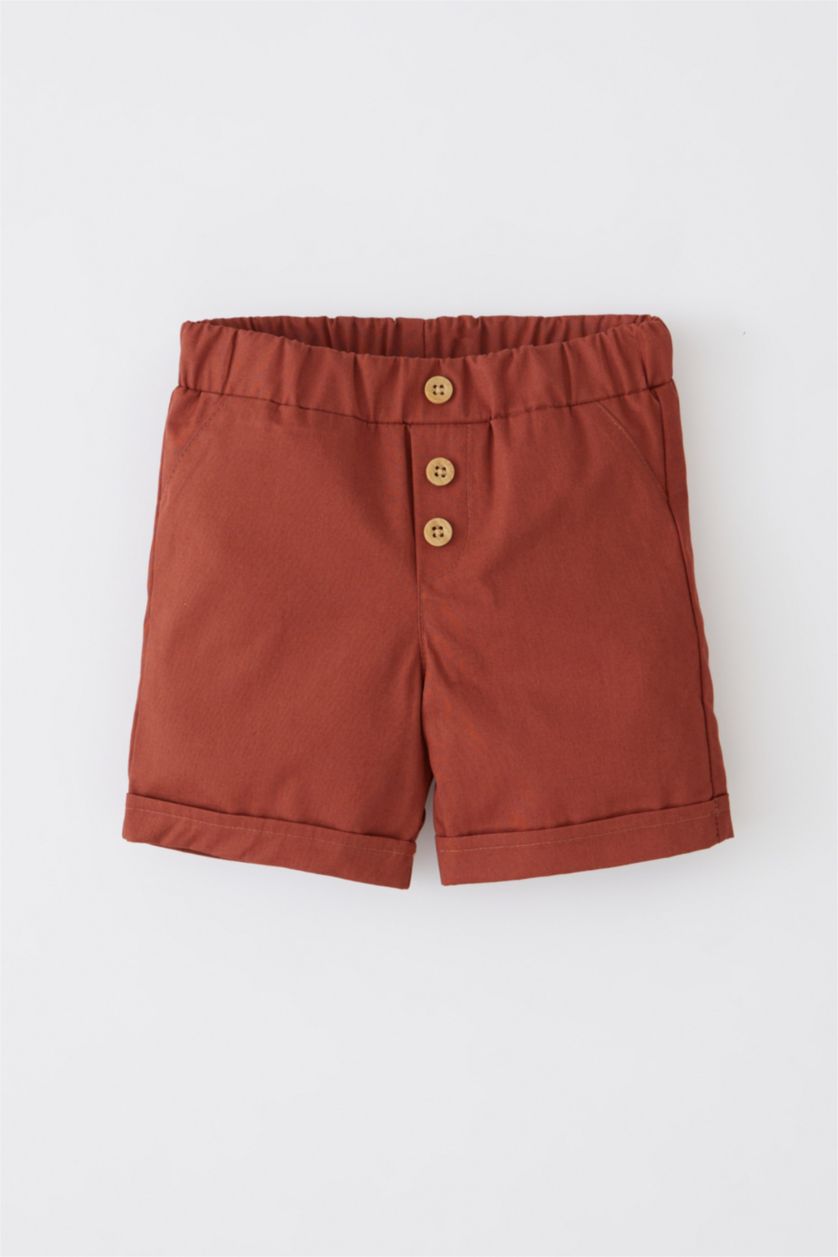 BÉBÉ GARÇON Marron Short basique aspect lin pour bébé garçon
