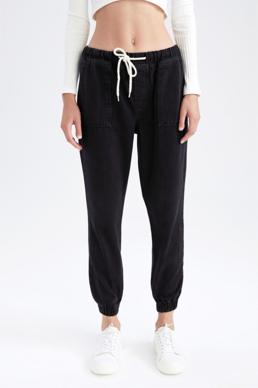 WOMAN Black High Waist Cargo Jogger Trousers