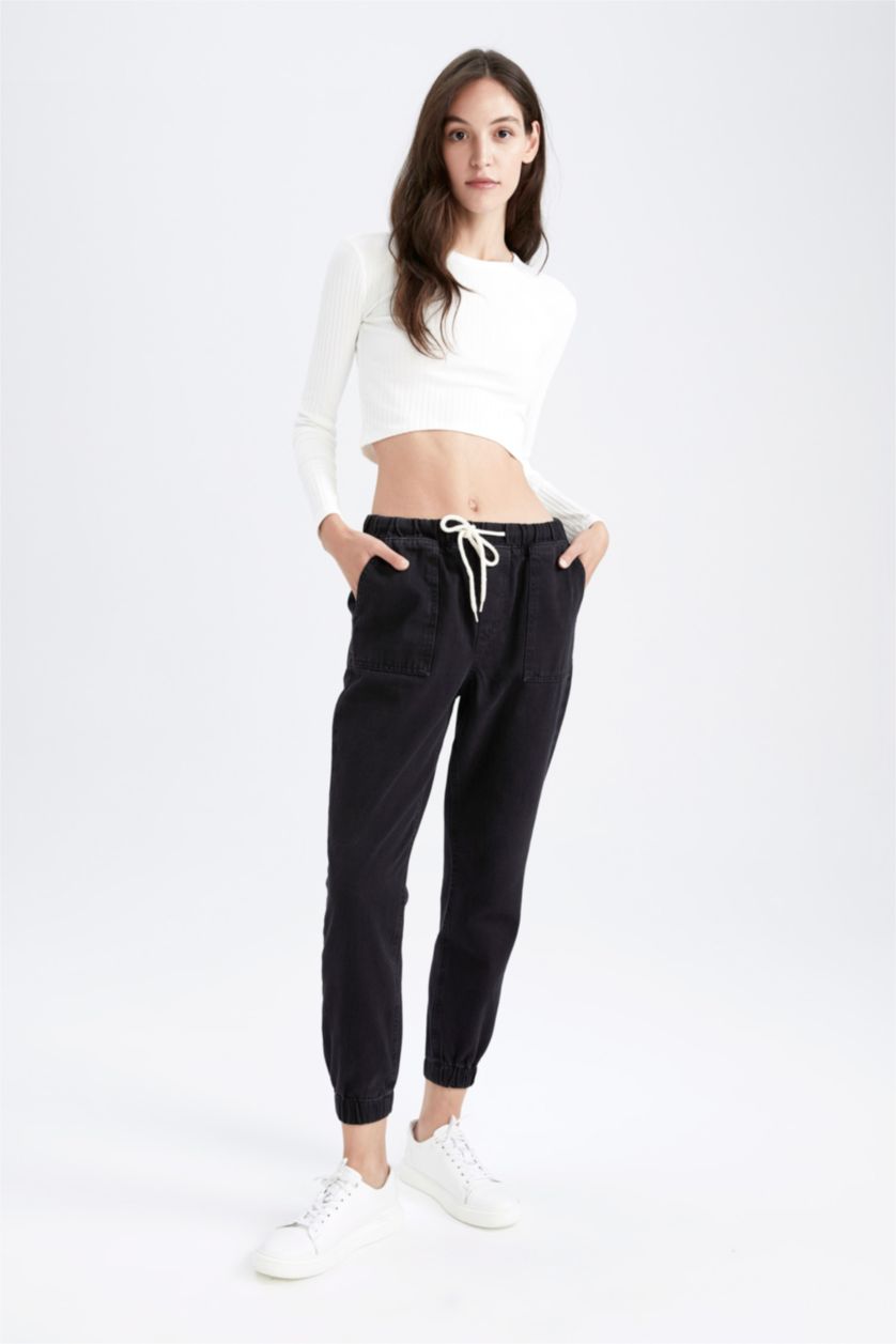 WOMAN Black High Waist Cargo Jogger Trousers
