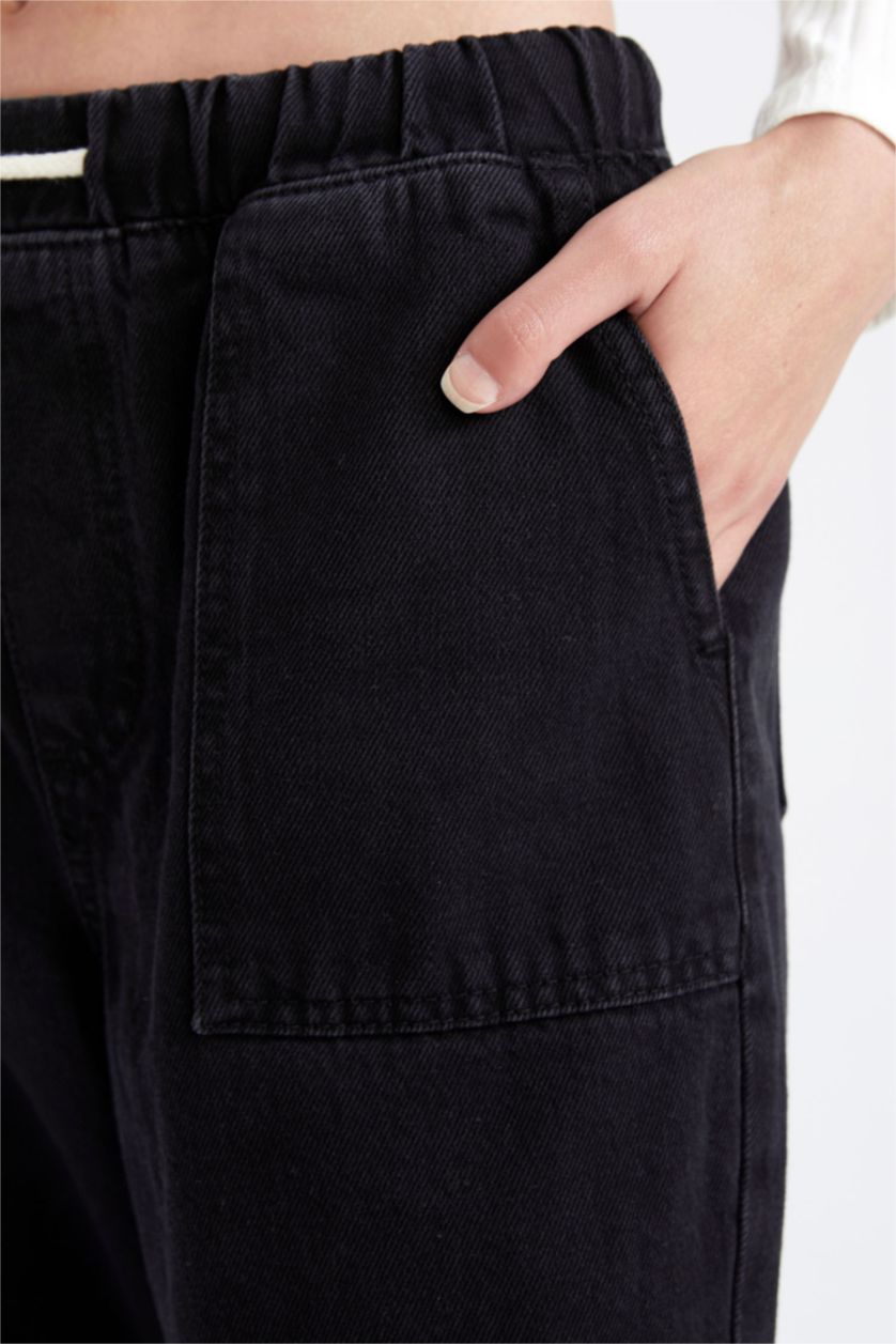 WOMAN Black High Waist Cargo Jogger Trousers