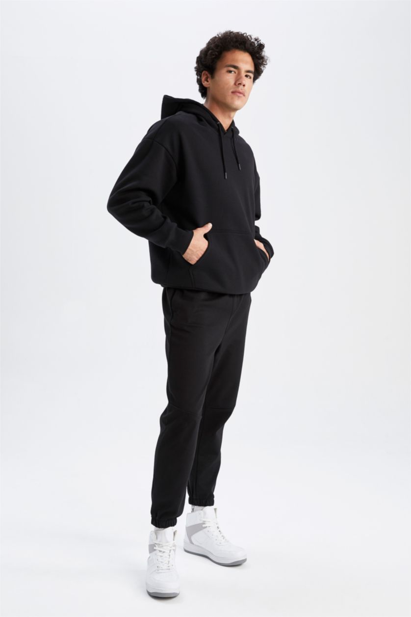 رجال أسود سروال رياضي قصة عادية