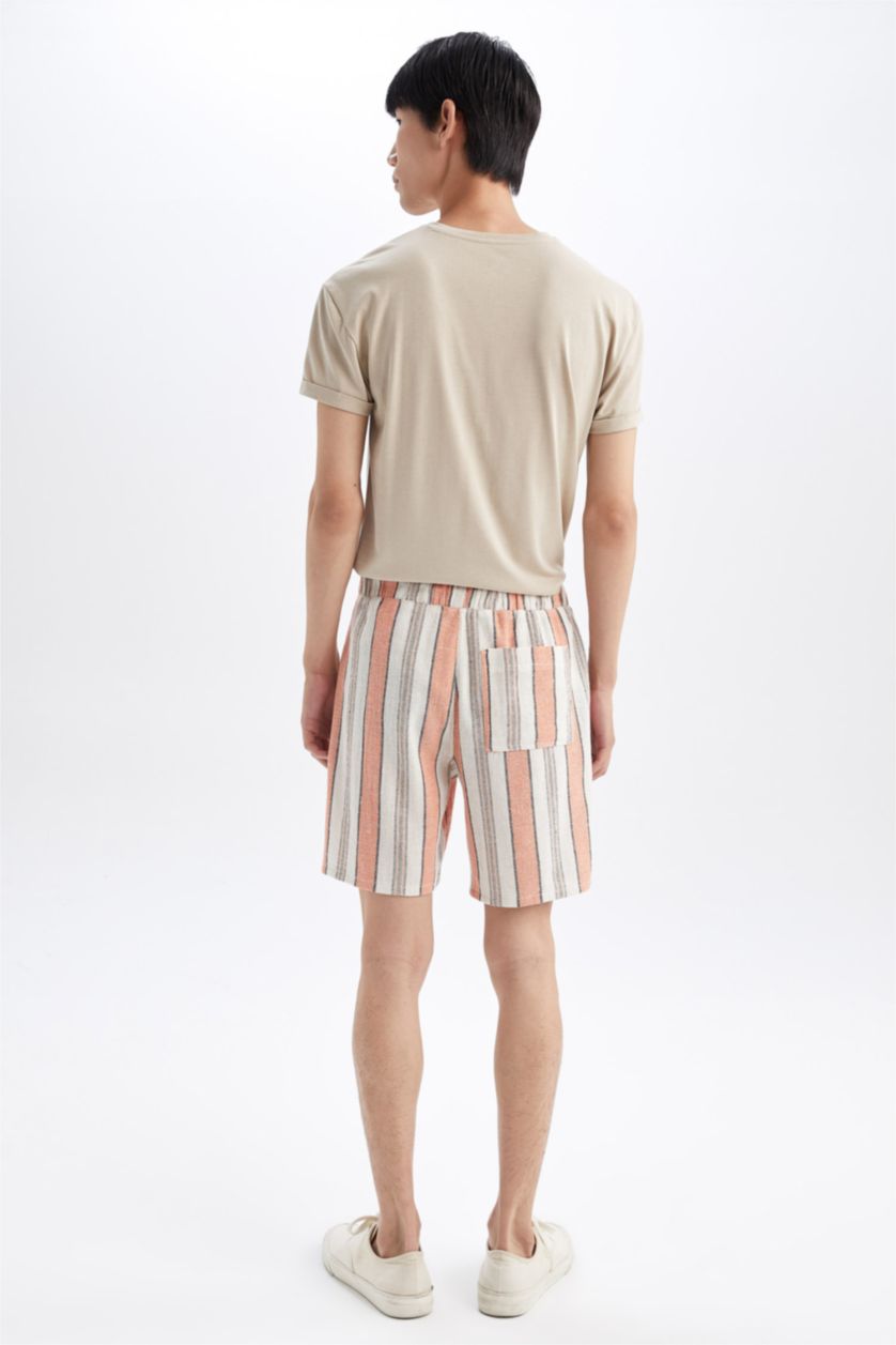 MAN Orange Regular Fit Striped Bermuda