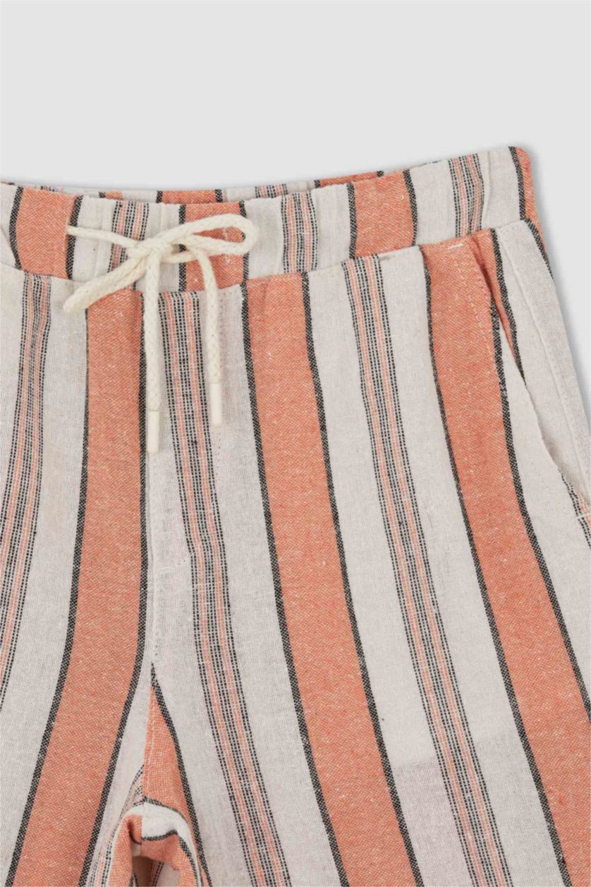 MAN Orange Regular Fit Striped Bermuda